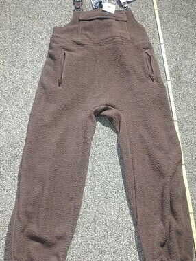 Men's Brown Fleece Overalls with Zip Pockets